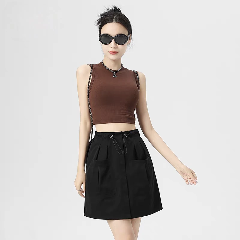 玲姐定制-美式复古工装半身短裙防走光a字带内衬安全裙87913