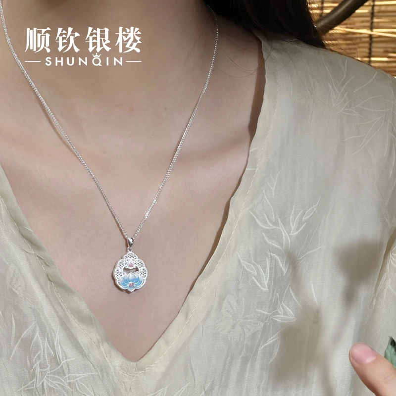 顺钦银楼 坠链均足银 【春醒项链】足银999.9民族风灵动精致项链