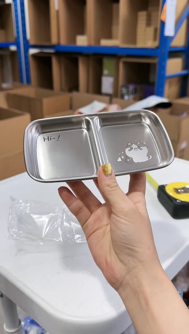 【闪购商品】瓷片你好小猫两格蘸料碟