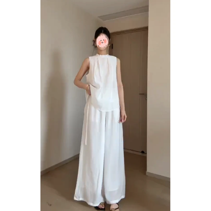 夏装搭配一整套轻熟独特别致休闲上衣宽松阔腿裤夏季两件套女