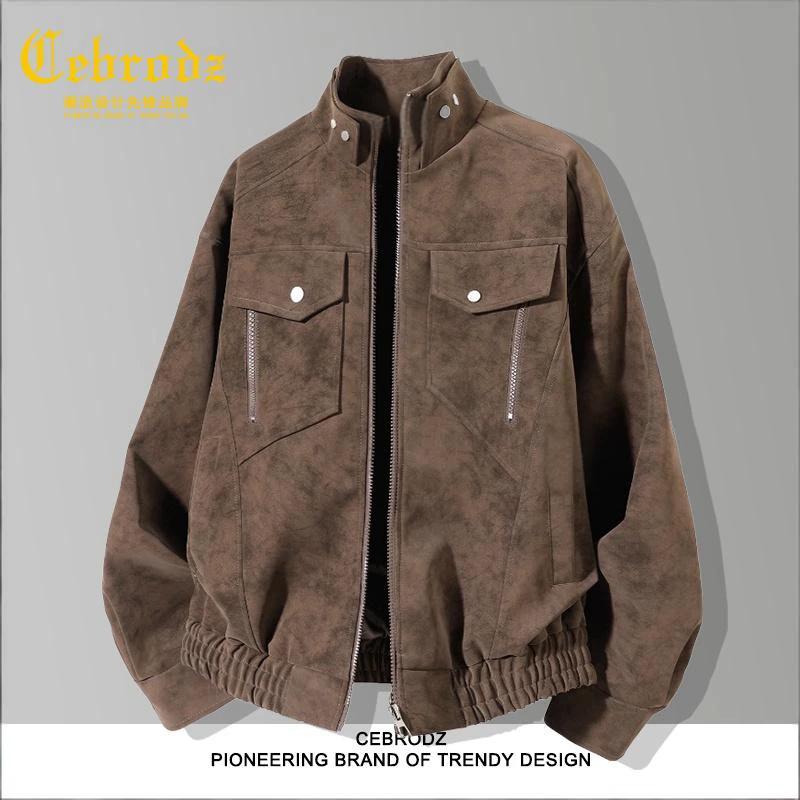 法国Cebrodz工装夹克男士秋冬新款百搭保暖男士美式复古外套男生