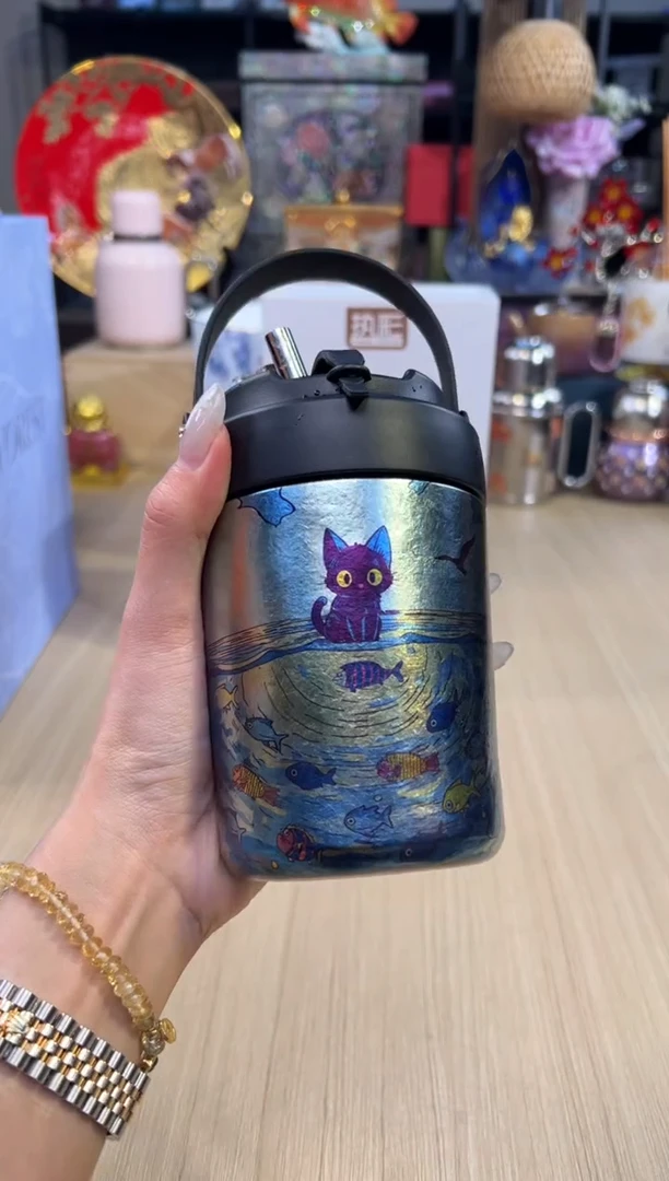 175执彩纯钛咖啡杯380mL（一坐一海闲）