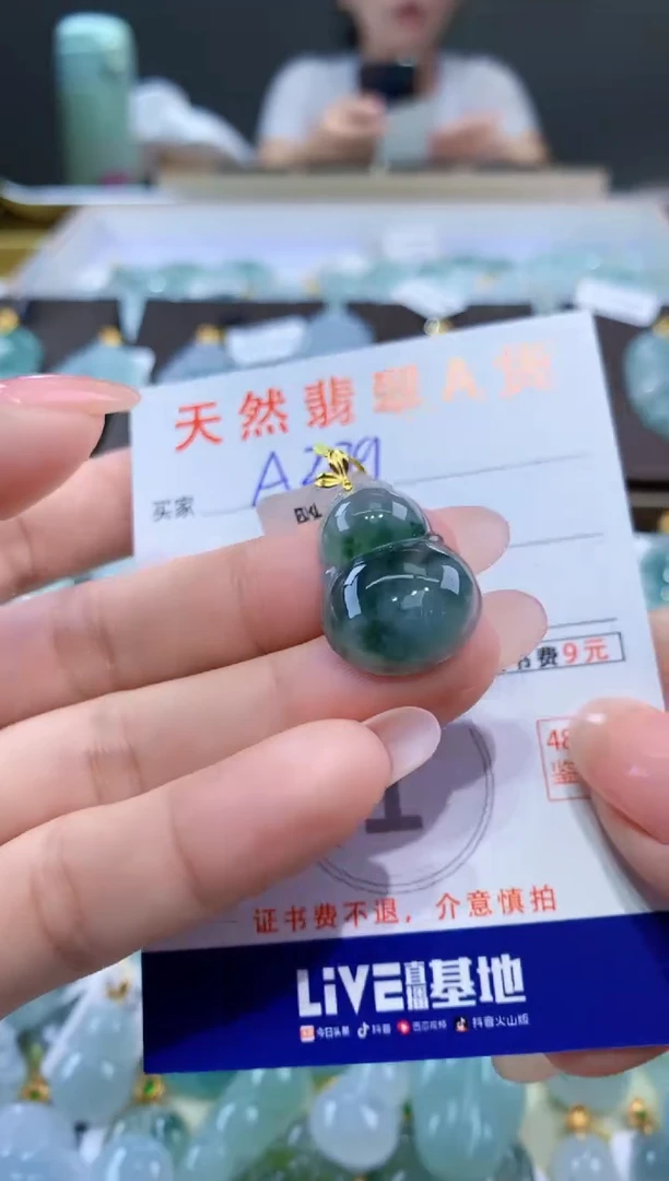 颈饰18K金镶嵌翡翠天然翡翠A货挂件