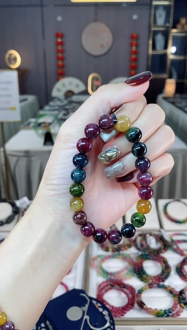 未镶嵌老矿碧玺单圈手串9mm+碧玺dan多样性发货一条