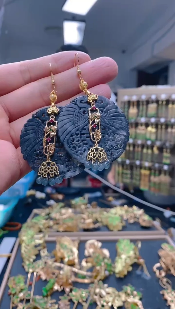 【闪购商品】翡翠耳饰合金124翡翠耳钩