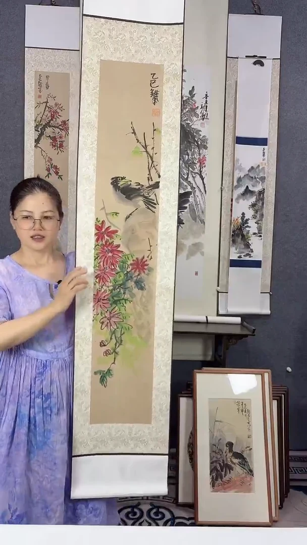 国画175*32吴铁成手绘作品卷轴