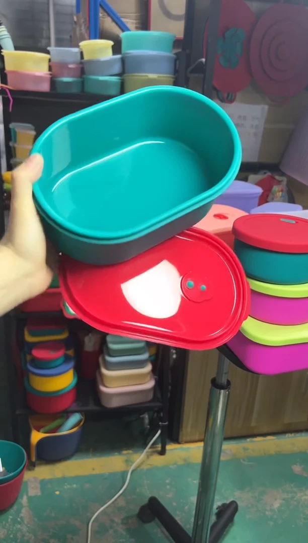 硅胶绿底红盖-椭圆排气盒1500ML