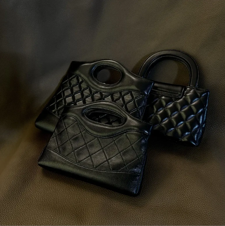 菱格包羊皮nano20尺寸和23k和31bag羊皮原厂时尚轻奢黑色