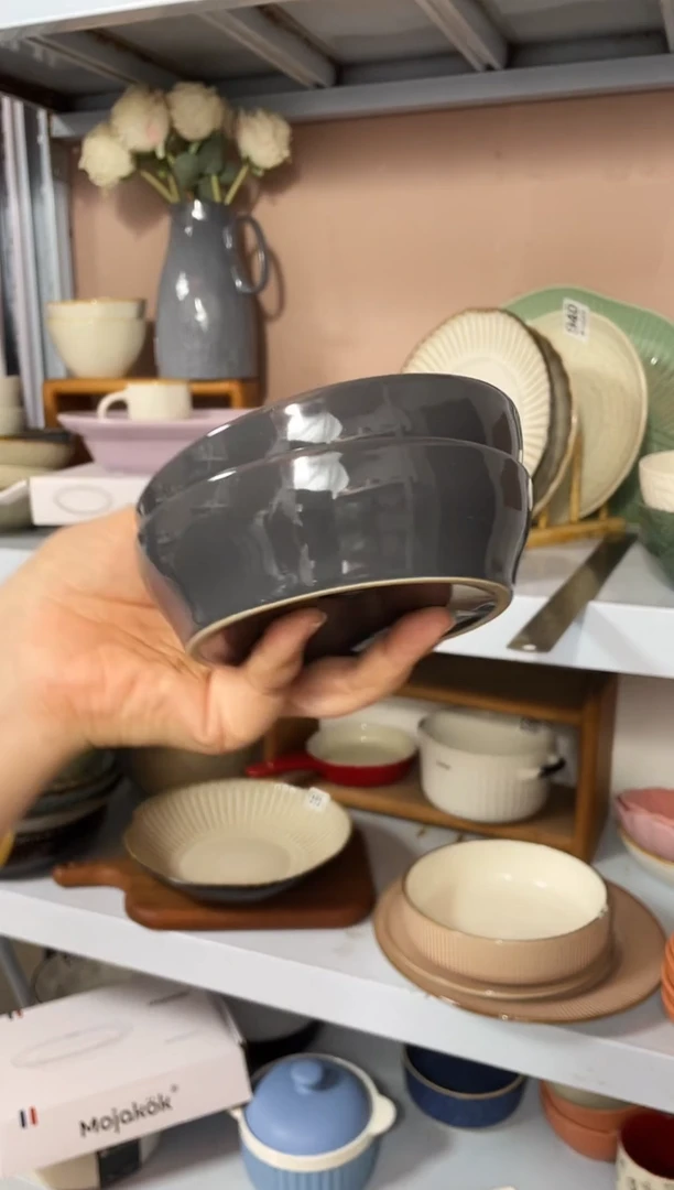 瓷微瑕（2个装）灰色火锅碗