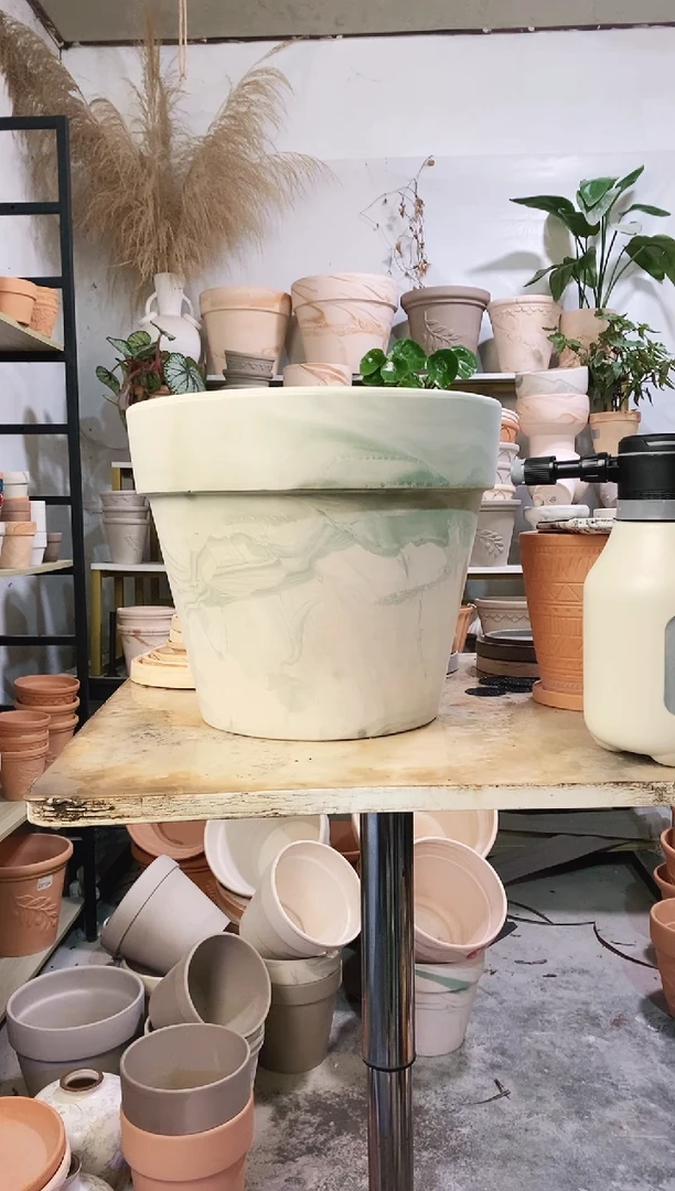 35*30绿白陶 1盆无托