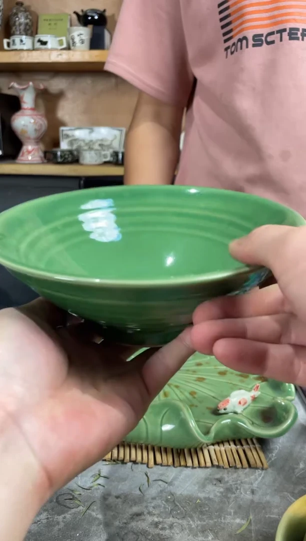 57号微瑕缺釉绿碗磁州窑嘎嘎好