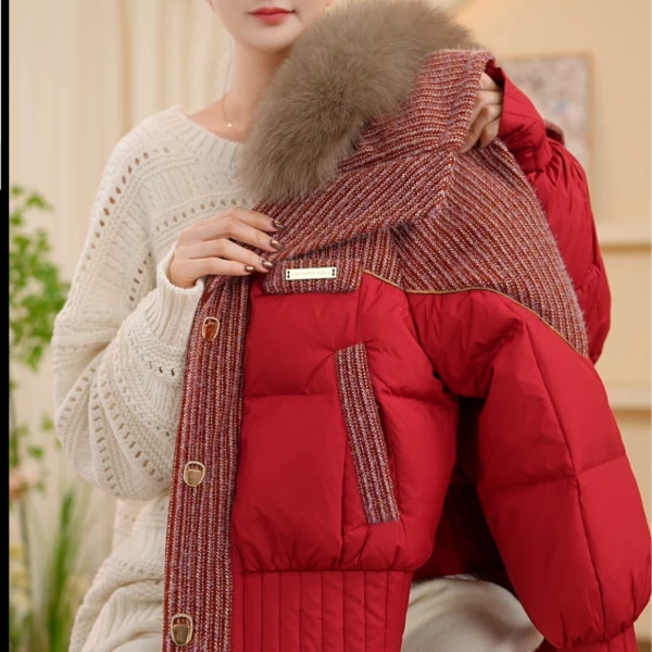 PP-高端定制中国红时尚羽绒服冬季加厚女