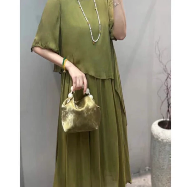 复古洋气桑蚕丝连衣裙