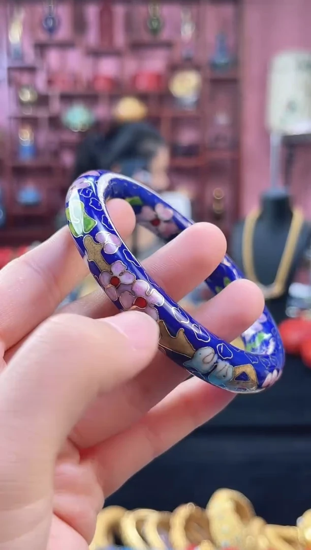 非遗 景泰蓝铜胎 手镯宝蓝色宽55-60 1.2