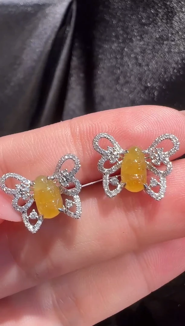 18K金镶嵌翡翠耳钉AL6耳钉