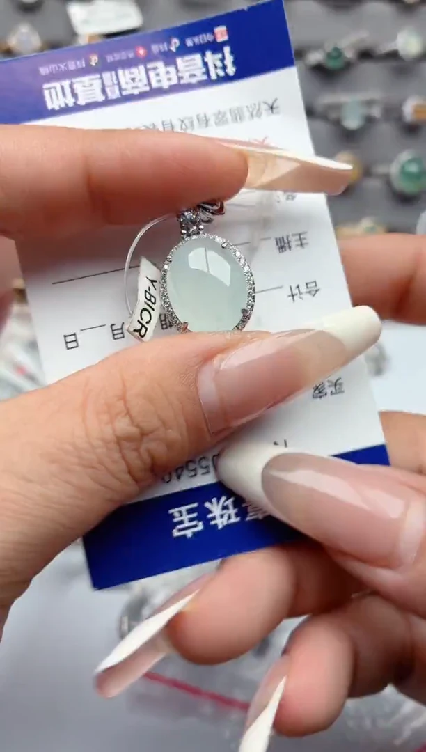 吊坠(不含链)银S925镶嵌翡翠.