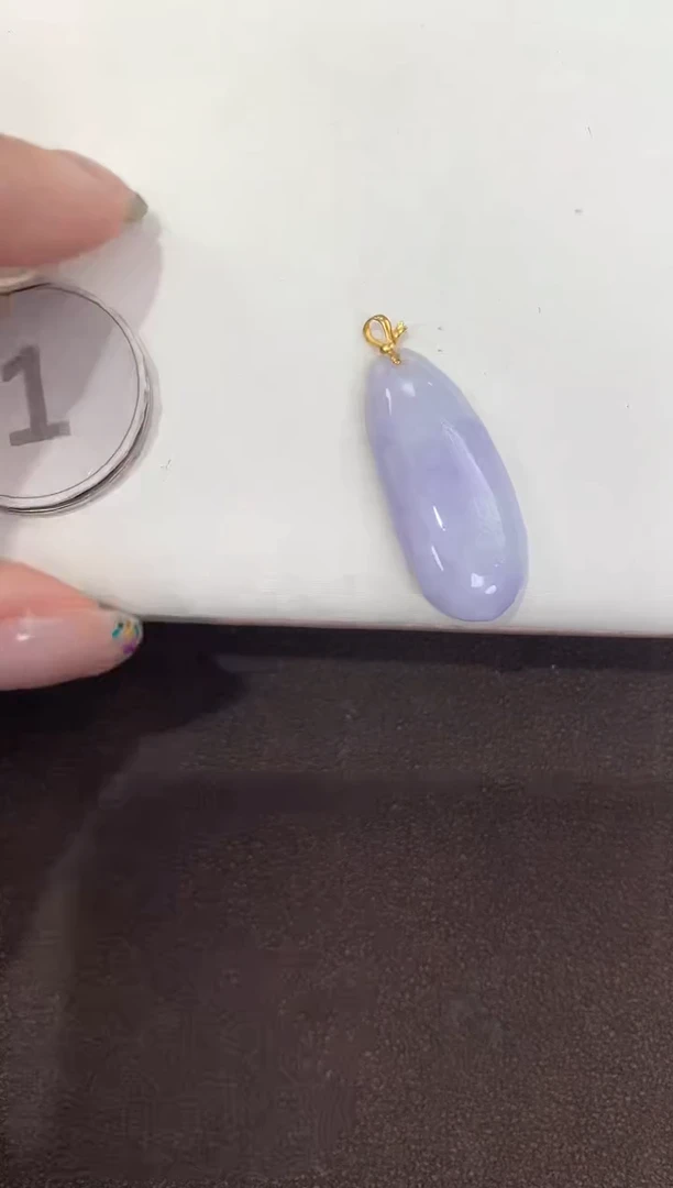 颈饰18K金镶嵌翡翠天然缅甸A货翡翠