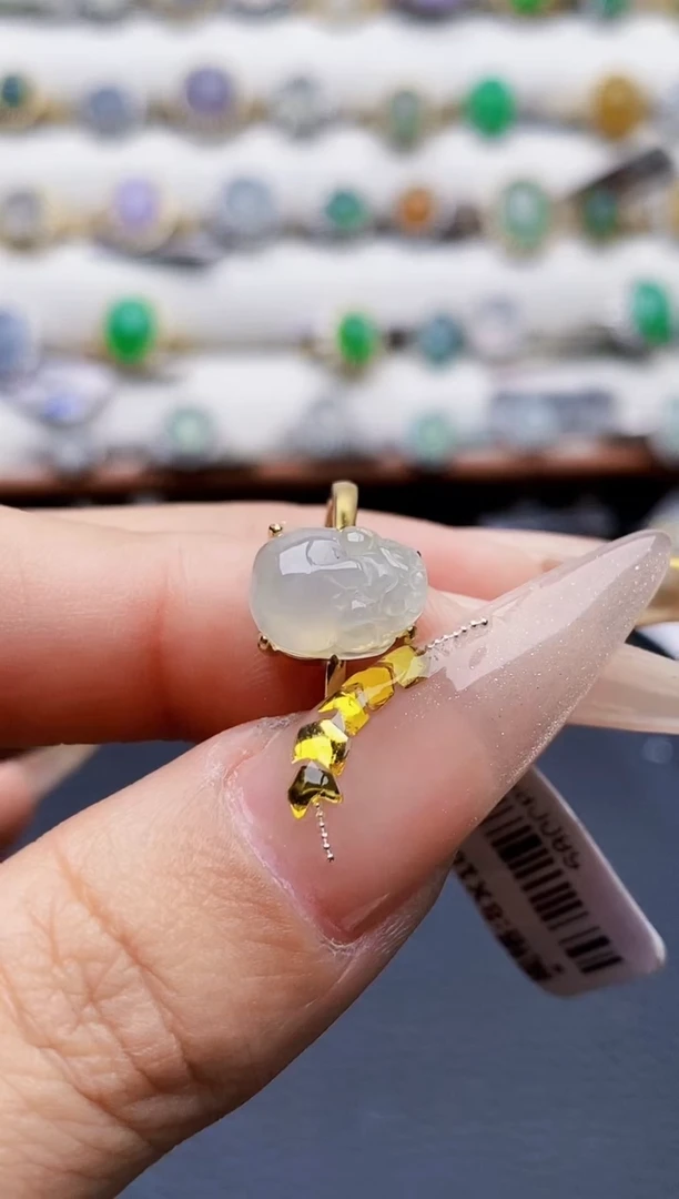 银S925镶嵌戒指翡翠3845