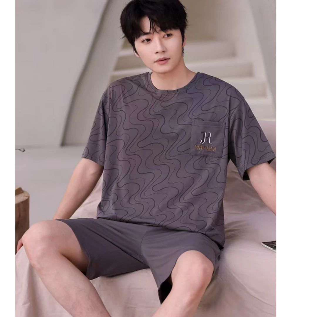 睡衣男士夏季纯棉短袖短裤套装爆款休闲可外穿家居服透气薄款套装