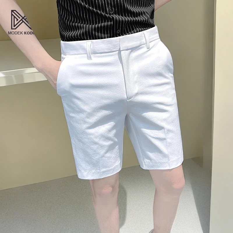 MODEK KODEK冰丝白色休闲商务西装短裤男士夏季五分裤男款短西裤
