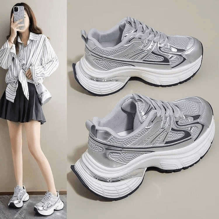 【新百伦正品】新款女鞋厚底透气网面巴黎松糕鞋街头风猪皮材质舒