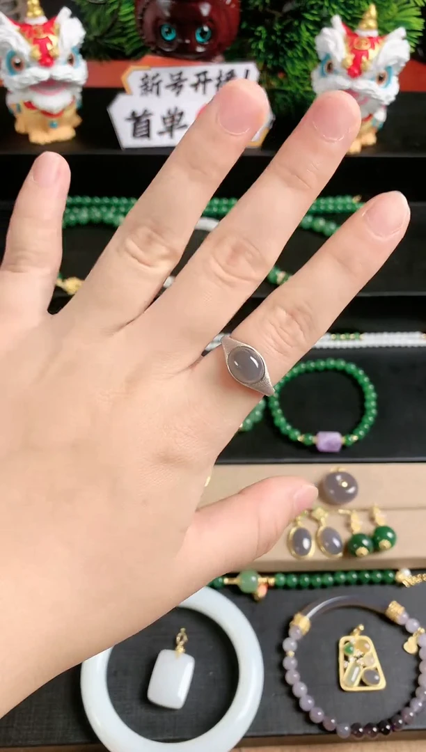 银S925镶嵌戒指和田玉知**乐1