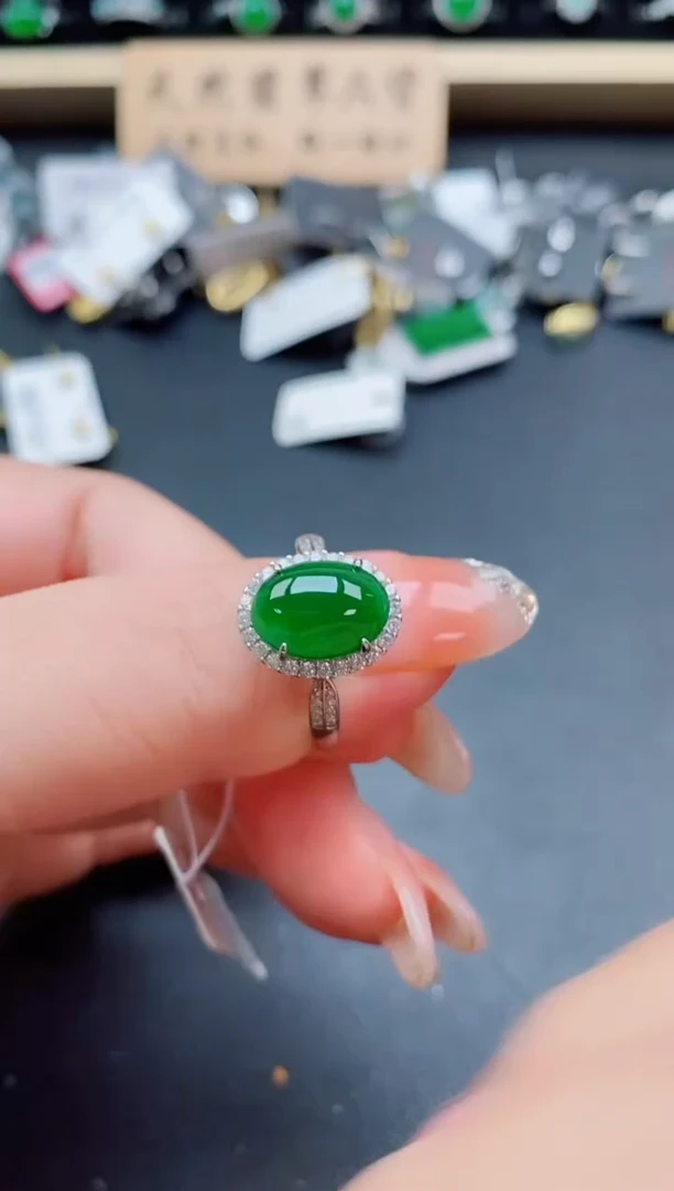 银S925镶嵌戒指翡翠1