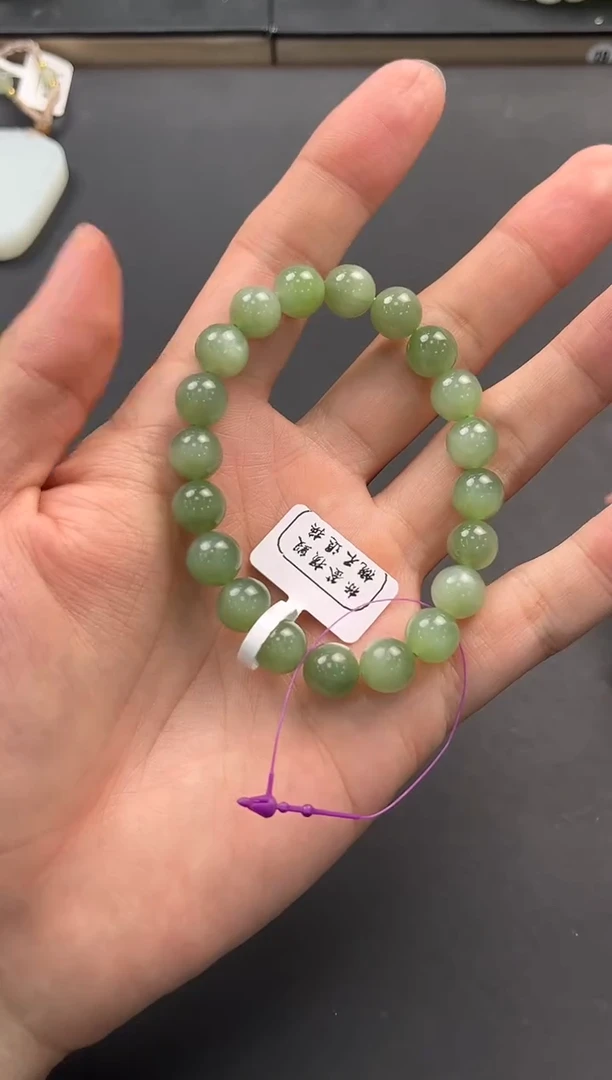 未镶嵌手串和田玉俄碧猫眼手串卡10微色差