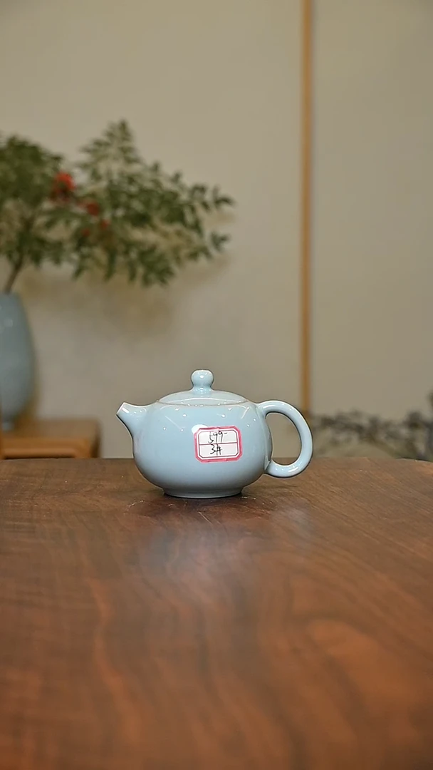 3#天青釉 手拉 西施壶 微瑕 朱晓辉作品 150ml