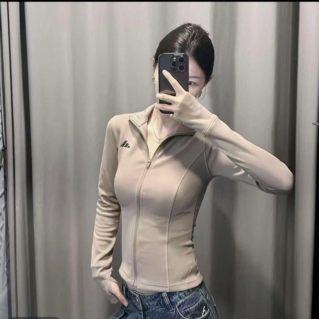 adidas阿迪达斯 流光色早秋修身显瘦瑜伽速干健身服外套JW2815