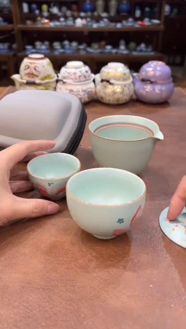 真的很便宜超好看会开片的旅行茶具