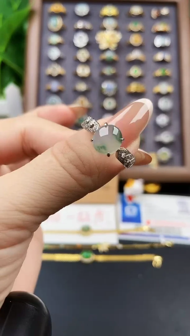 银S925镶嵌戒指翡翠12