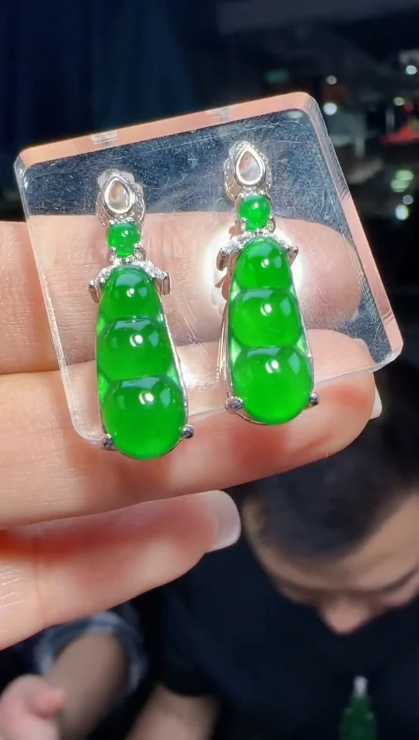 未镶嵌定制翡翠翡翠耳环20