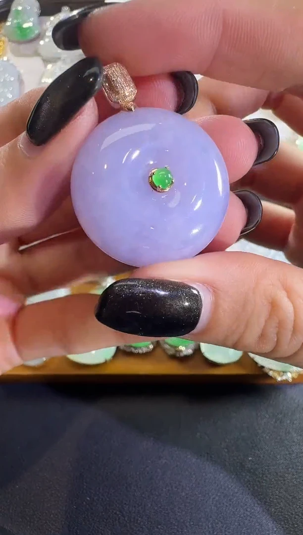 吊坠(不含链)18K金镶嵌翡翠【源头工厂】钻石镶嵌