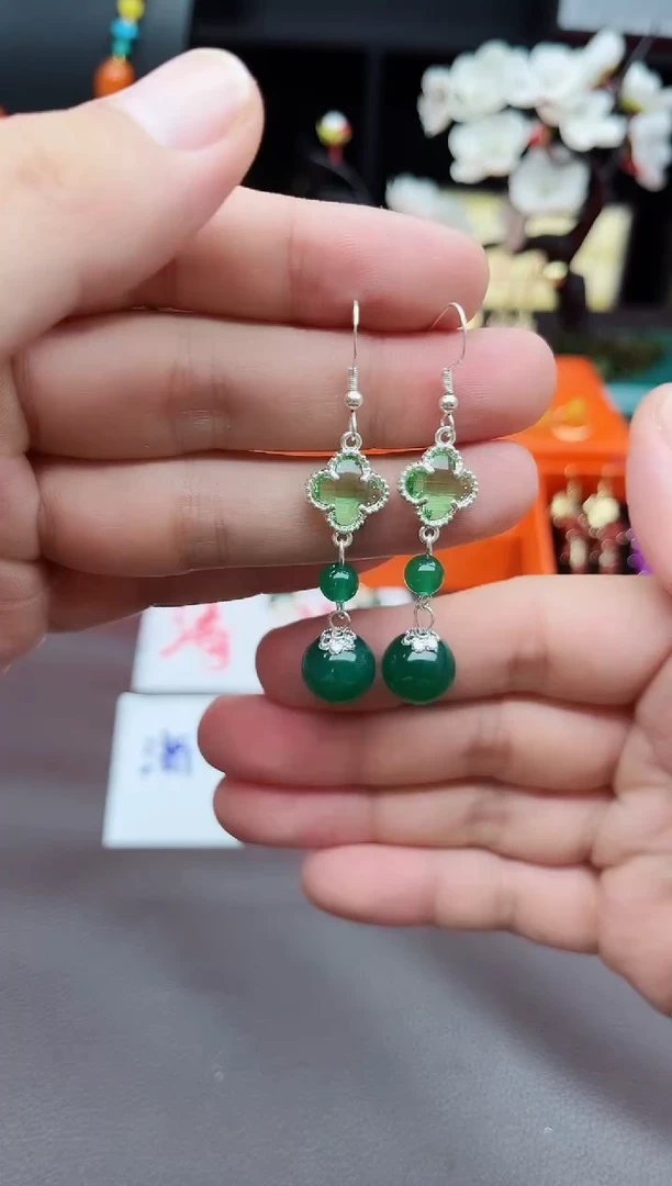 玛瑙/玉髓耳饰银S925镶嵌705000