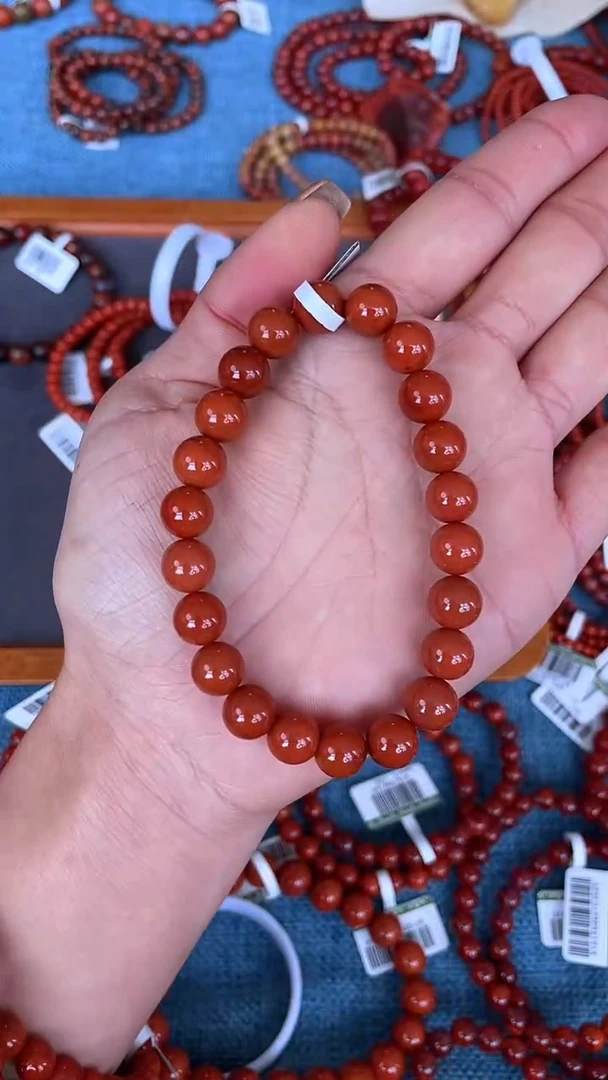 未镶嵌手串南红玛瑙N52凉山瓦西料正色柿子单圈