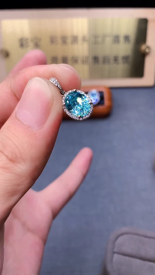 项链银S925镶嵌帕拉依巴碧玺2222