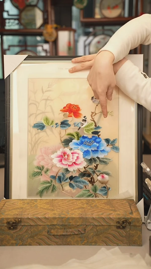 扇子苏绣绣片 30乘40