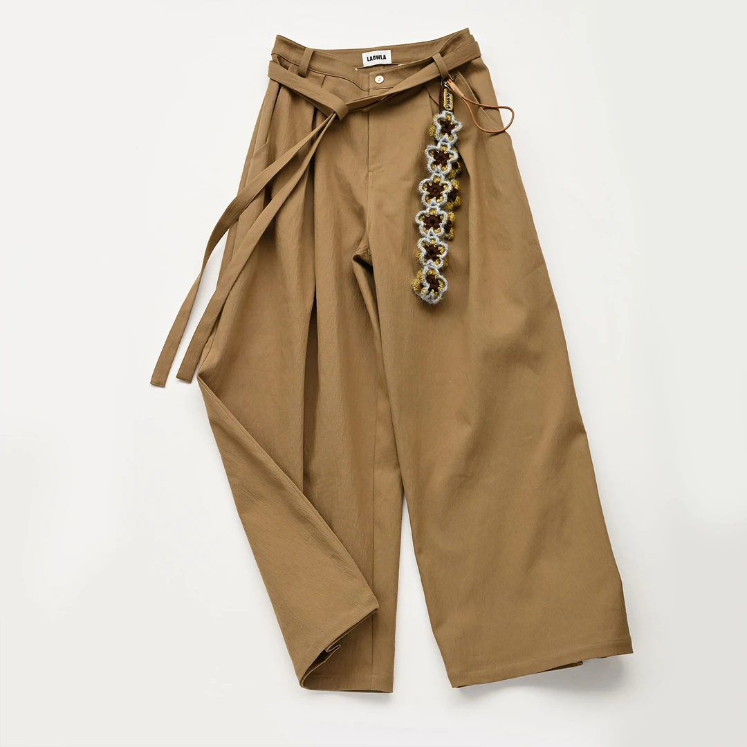 【茉舍】LAOWLA设计师品牌花卉钥匙扣宽松休闲长裤LLA25FW029-1780