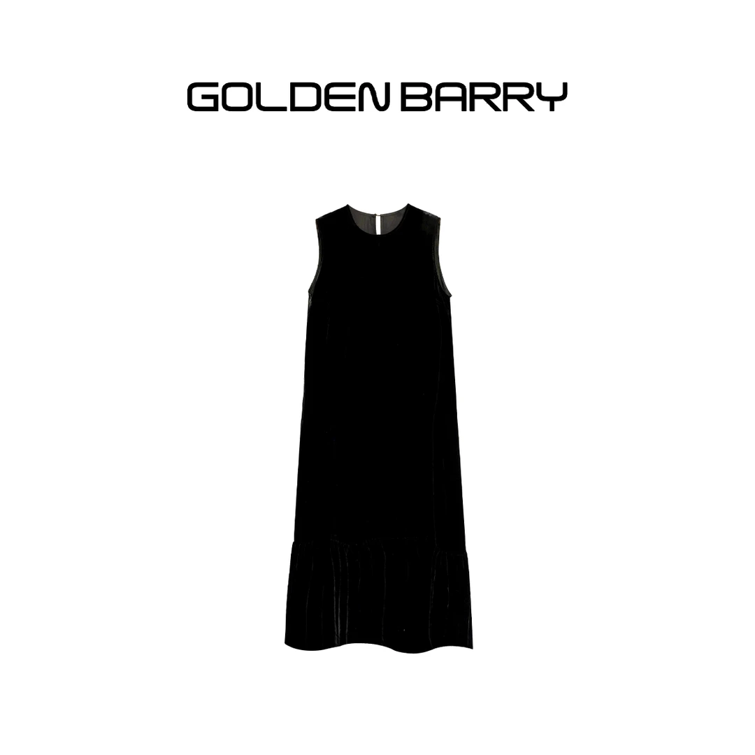 GOLDENBARRY|307084真丝丝绒花苞裙