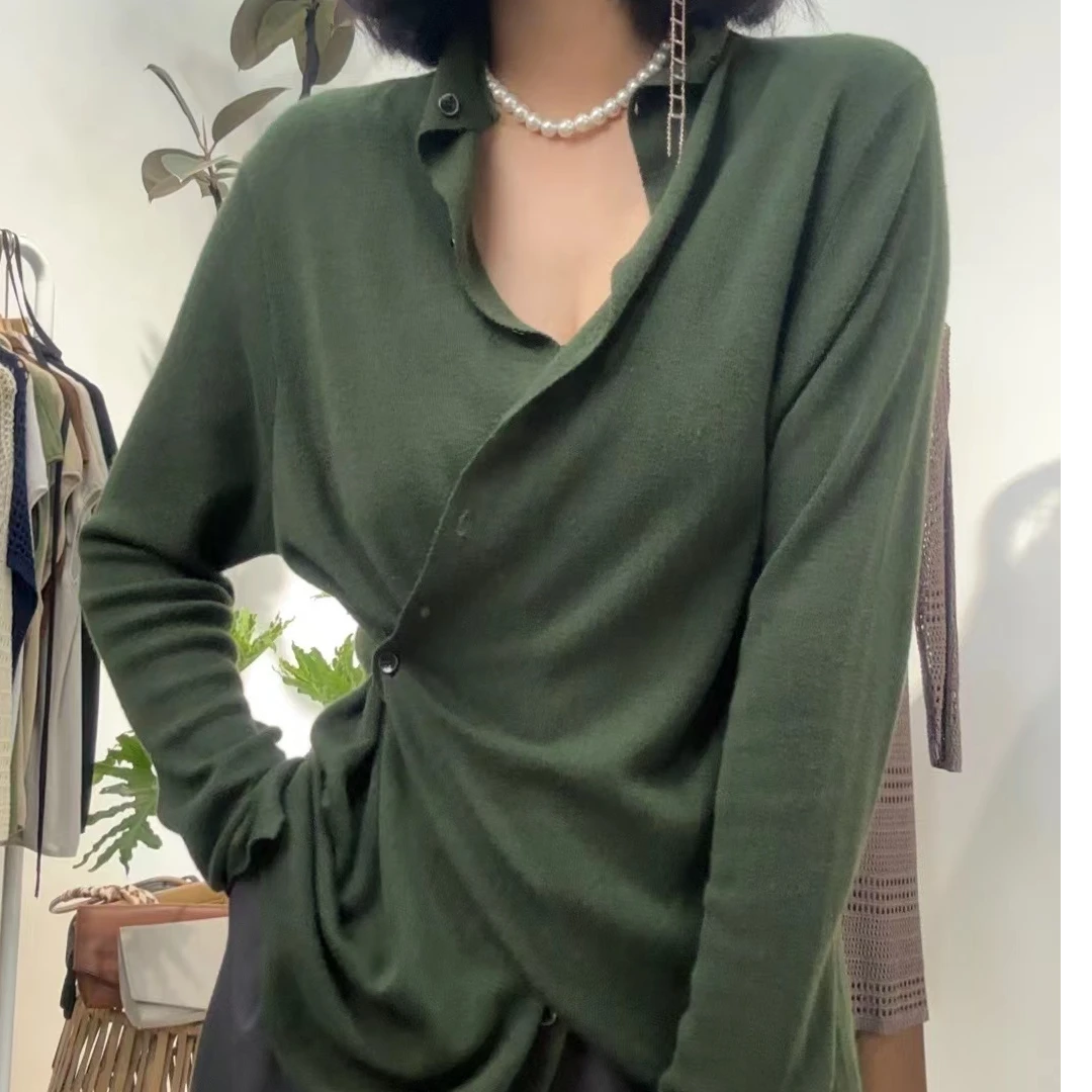 【拿铁】雅高小众设计针织开衫空调衫纯色百搭显瘦宽松气质设计感