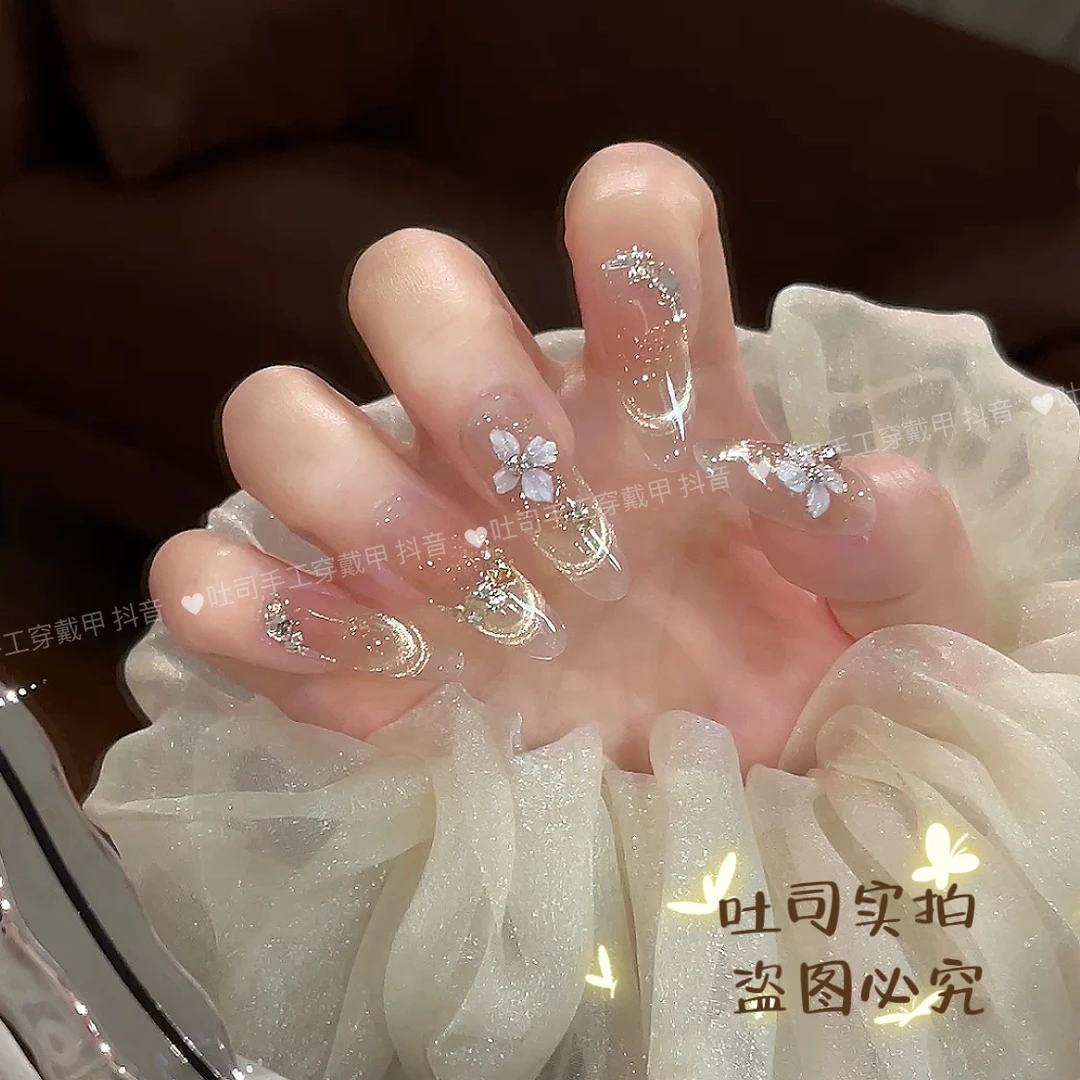 【花瓣月影】纯手工穿戴甲美甲可拆卸穿戴式持久反复使用Tss