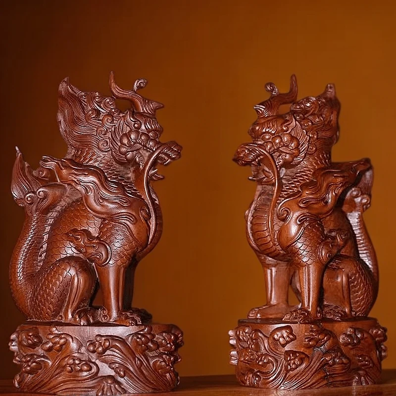 天然雷击枣木坐龙摆件装饰品家居客厅玄关办公室应龙摆件