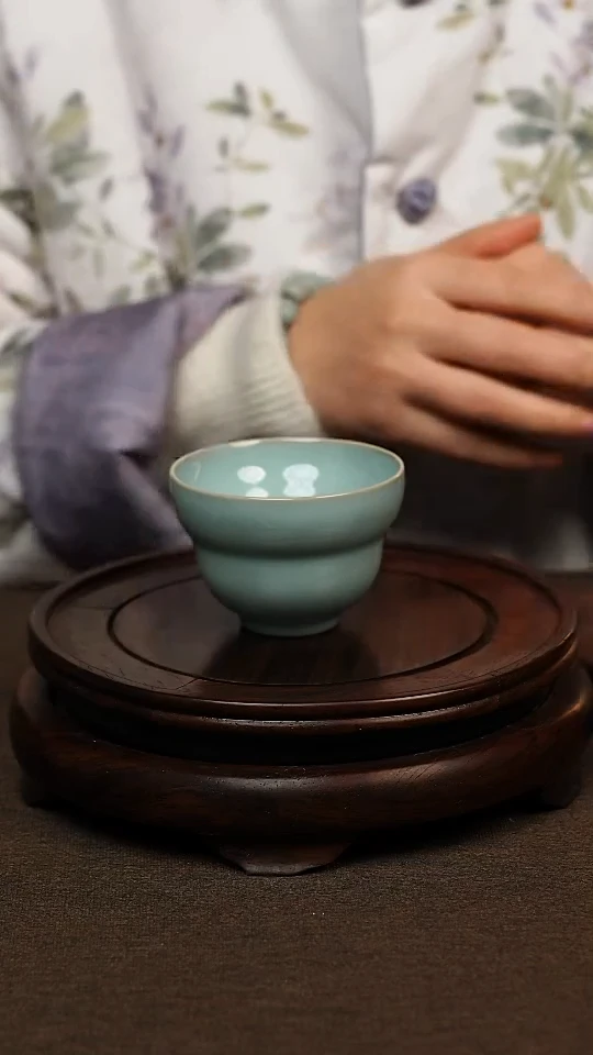 瓷片天青色葫芦杯100ml微瑕不带礼盒