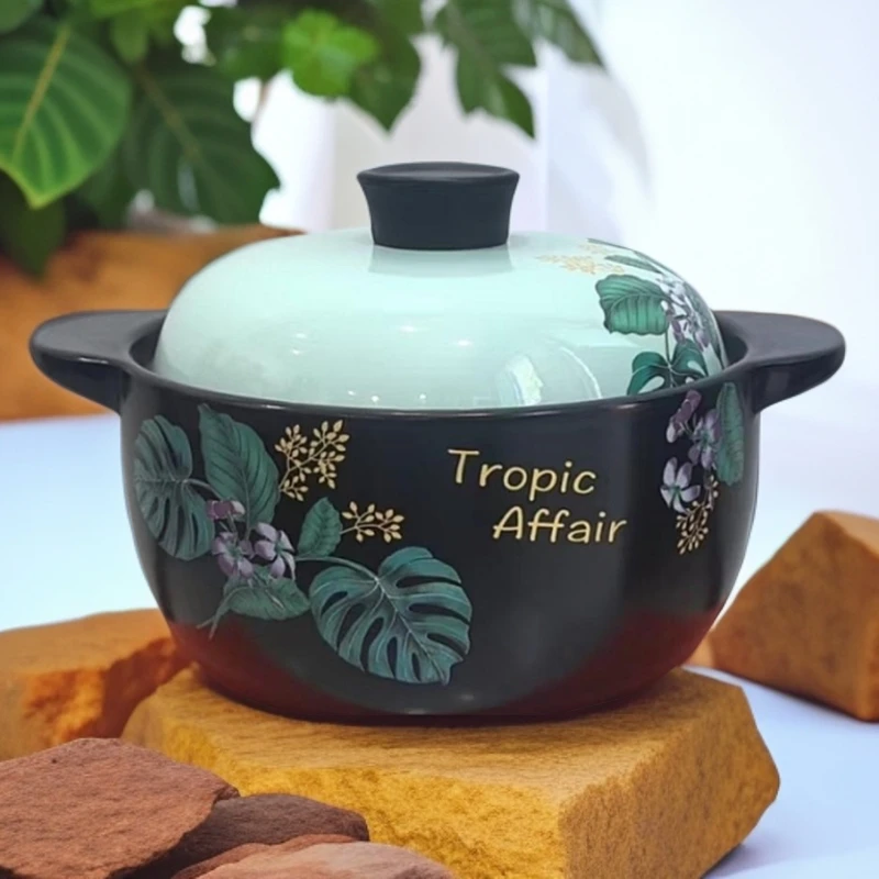 【超值推荐】3L新款热带雨林煮粥煲汤砂锅炖锅汤锅明火燃气可用