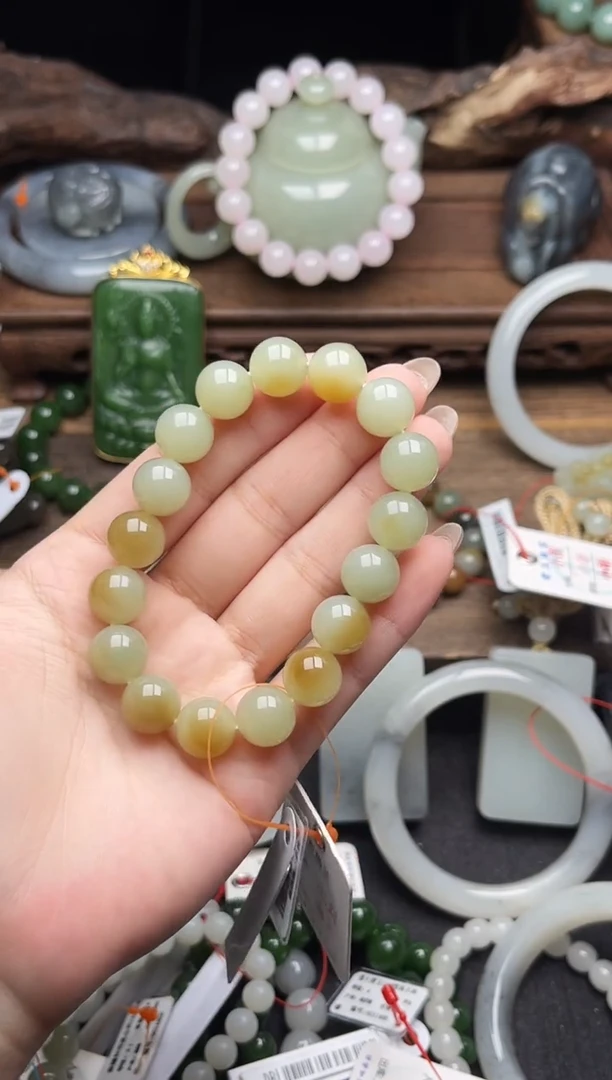 未镶嵌手串和田玉卡12且末迪克兰带糖 圆珠9014955