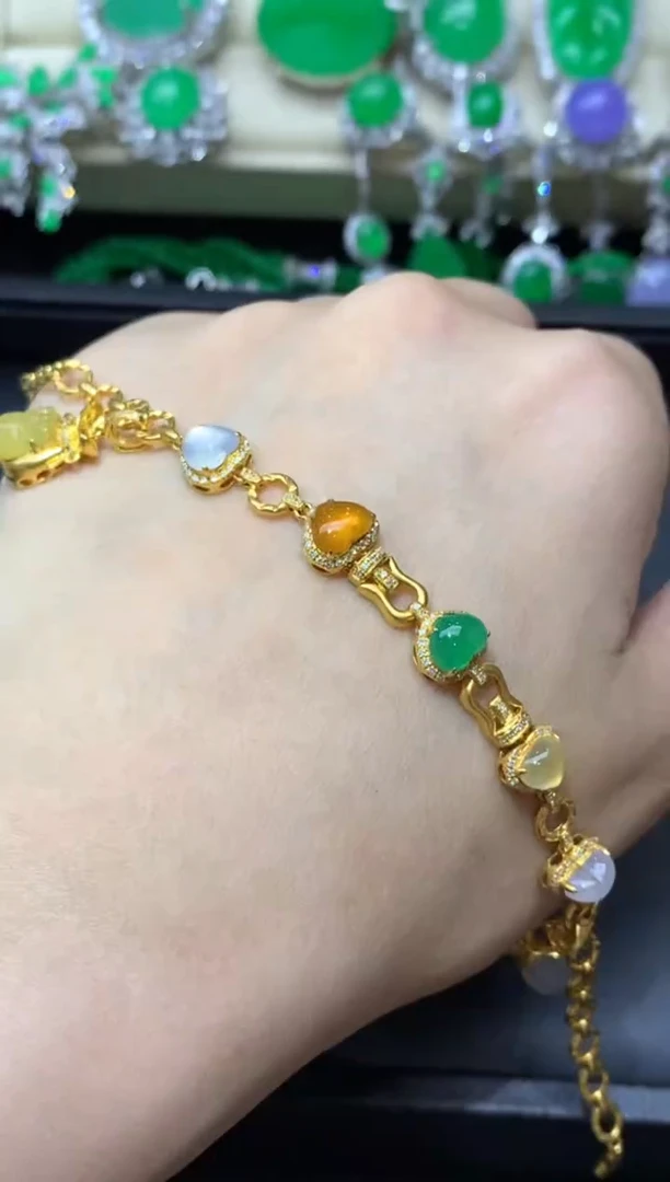 18K金镶嵌手链翡翠567-中国好珍宝