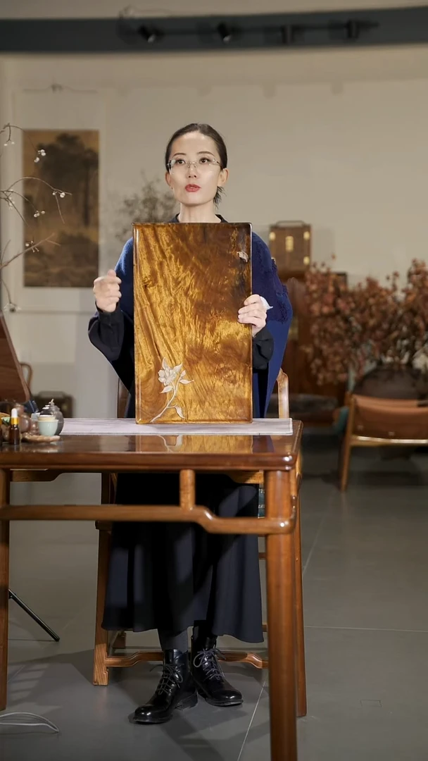 金丝楠483茶花系列云彩纹茶盘