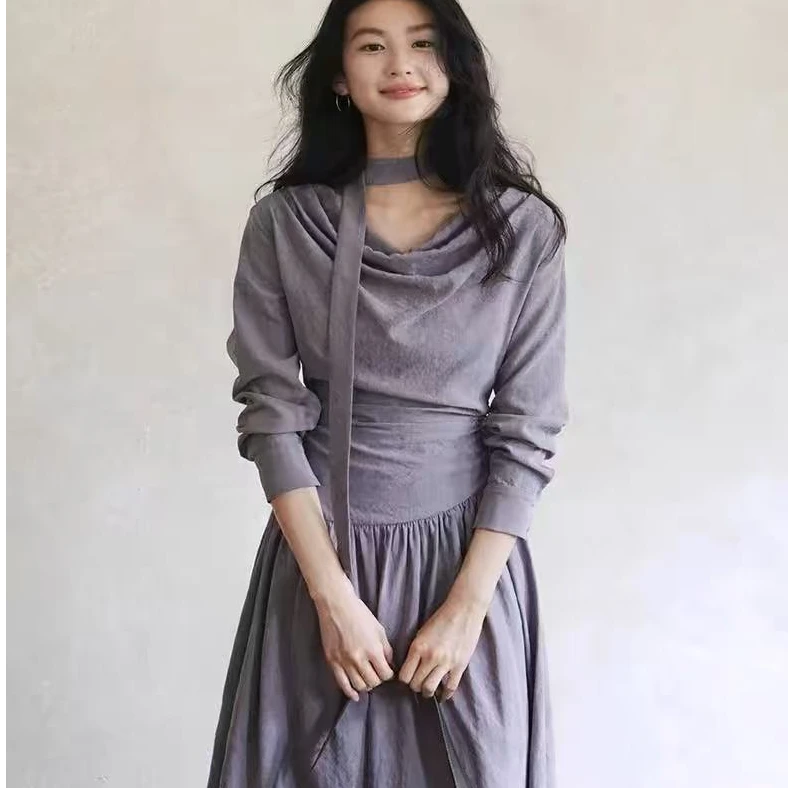 春季复古极简知识分子禅意氛围感连衣裙