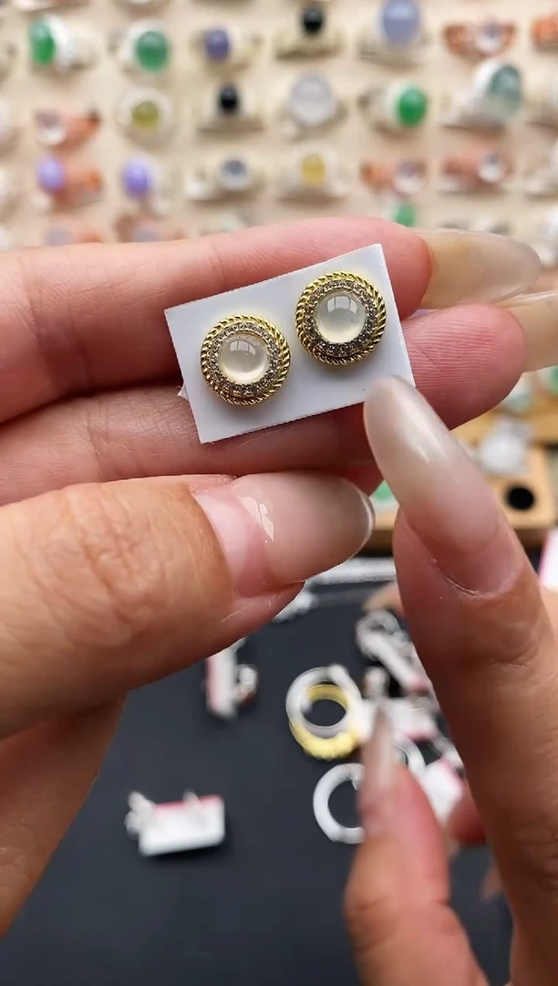 银S925镶嵌戒指翡翠缅甸天然A货翡翠11   2-5